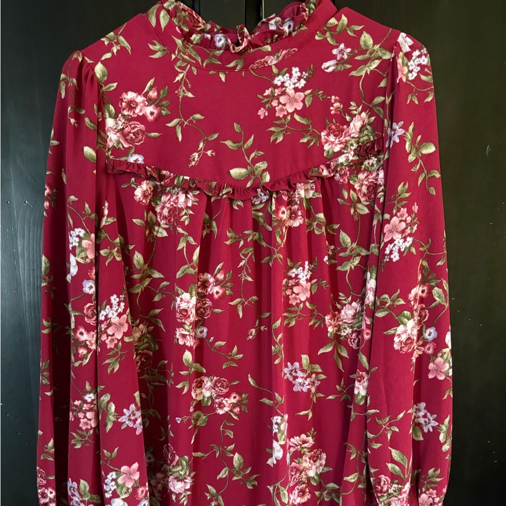 dark red size lg long sleeve mini